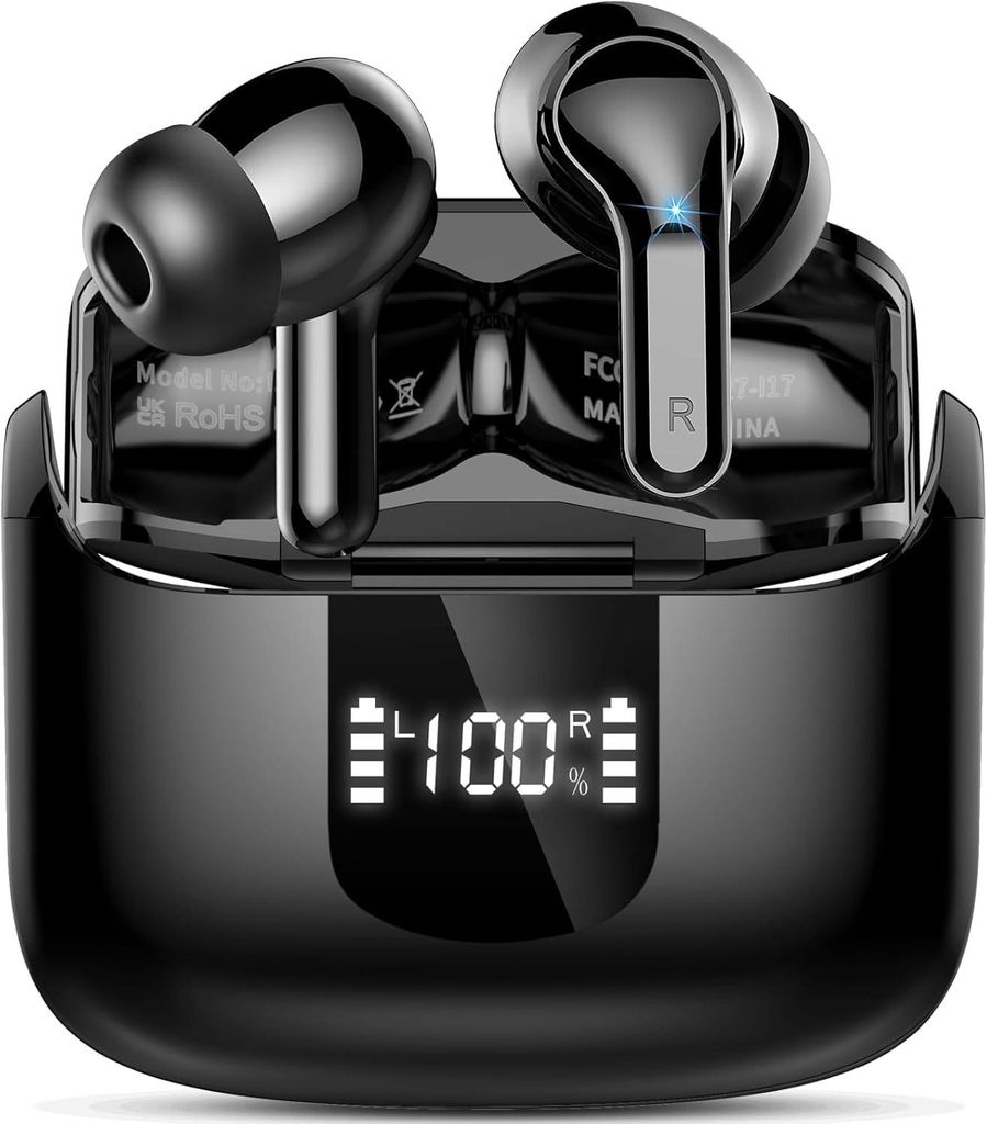 Bluetooth 5.4 Kopfhörer, 44Std 3D-Stereo Kopfhörer Kabellos Bluetooth, Tiefer Bass Wireless Earbuds, 4 ENC Noise Cancelling Mic, USB-C in Ear Ohr...