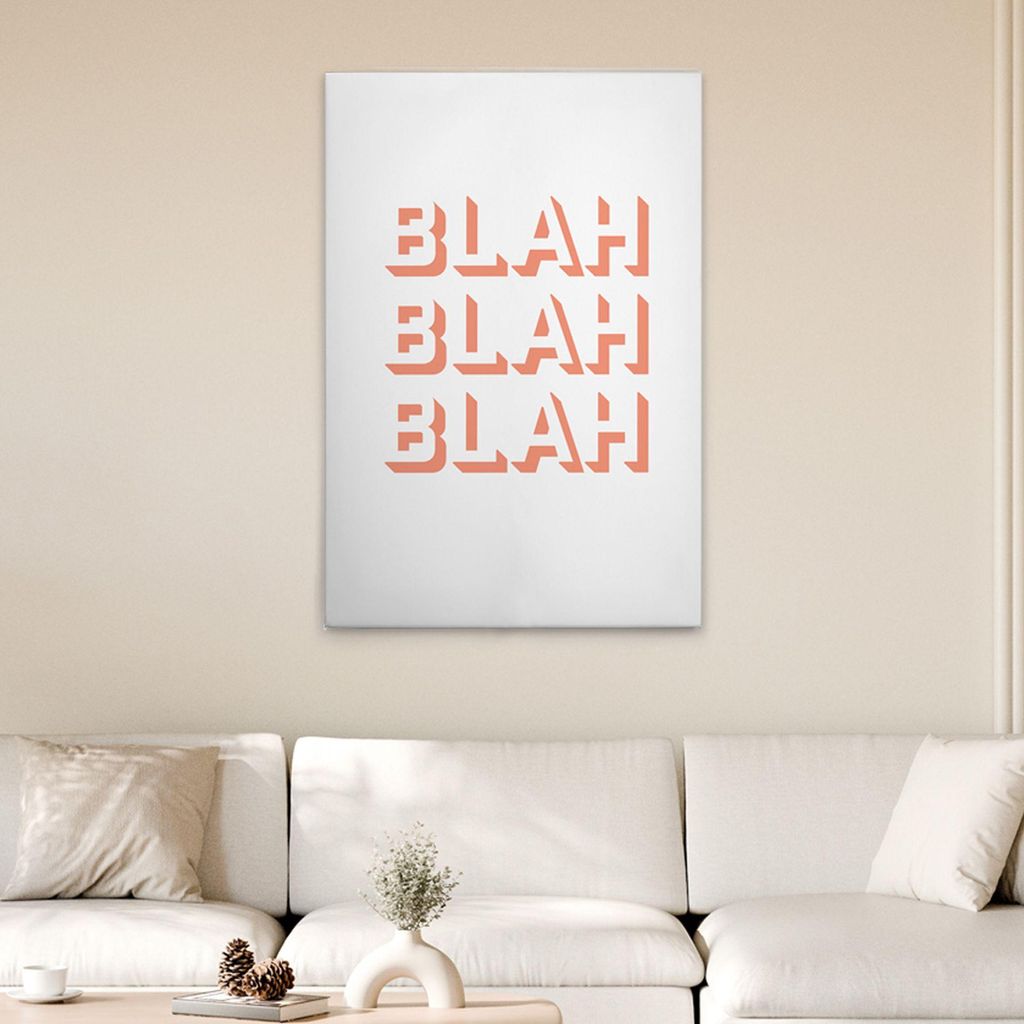 TADESSI Leinwandbild "Blah Blah Blah" - Wandbild 80 x 120 cm - Kunstdruck auf Leinwand in Orange Rosa - M1-No.51941