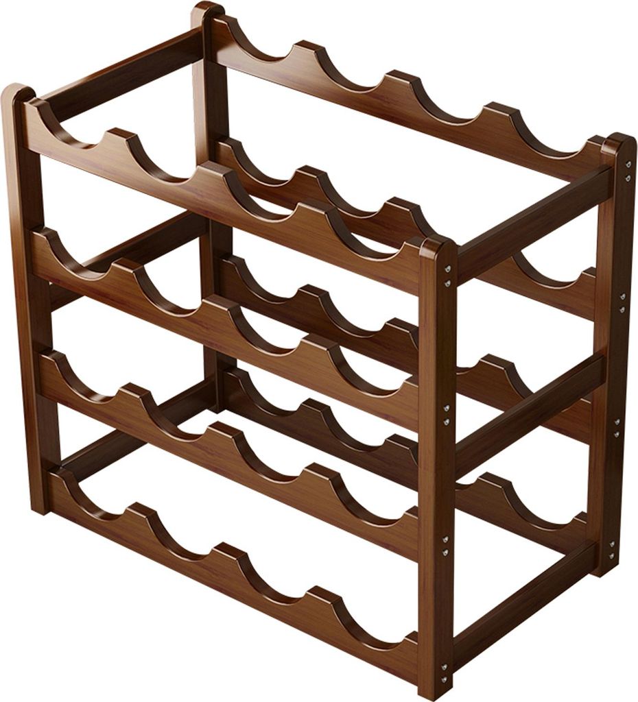 Weinregalhalter aus Bambus, Barschränke, stapelbarer Aufbewahrungswürfel, Tischplatte für Champagner, mehrschichtiger, selbst zusammengebauter F...
