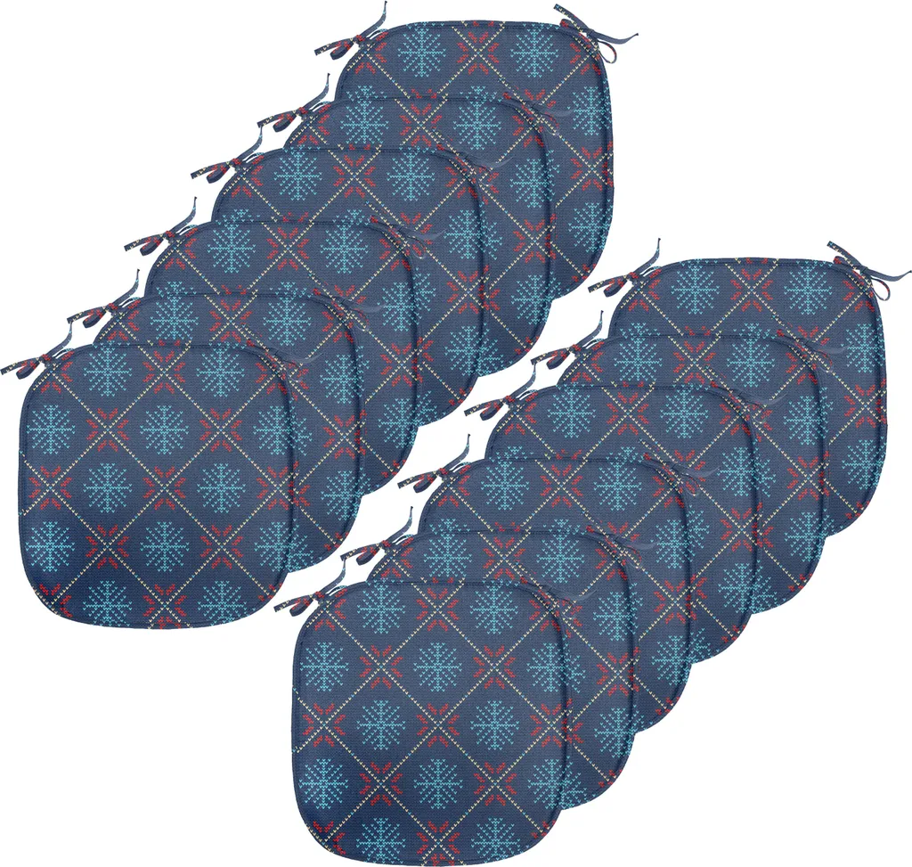 ABAKUHAUS Lot de 12 Galettes de Chaise Nordiques Flocons 40x40 cm