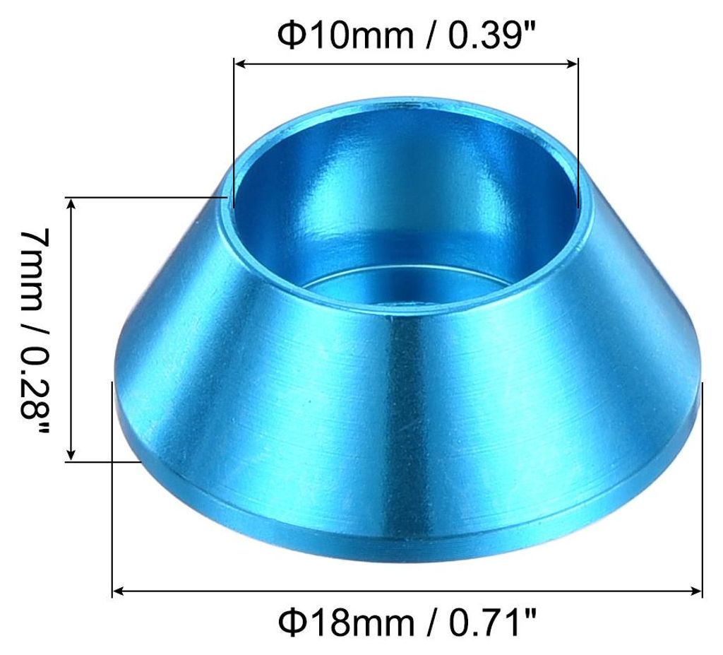 10er Set M6 Konusbecher-Unterlegscheiben, eloxierte Aluminium-Dichtungen Kegel Senkkopf-Unterlegscheiben fš¹r Schraube RC/FPV/PC/Drone/Mechanisch...