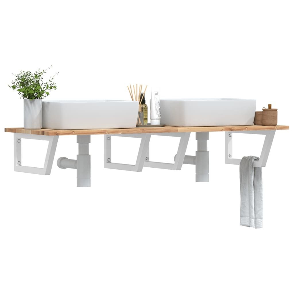 Waschbeckenregal Wandmontage Stahl und Akazienholz - Badspiegel 3302798