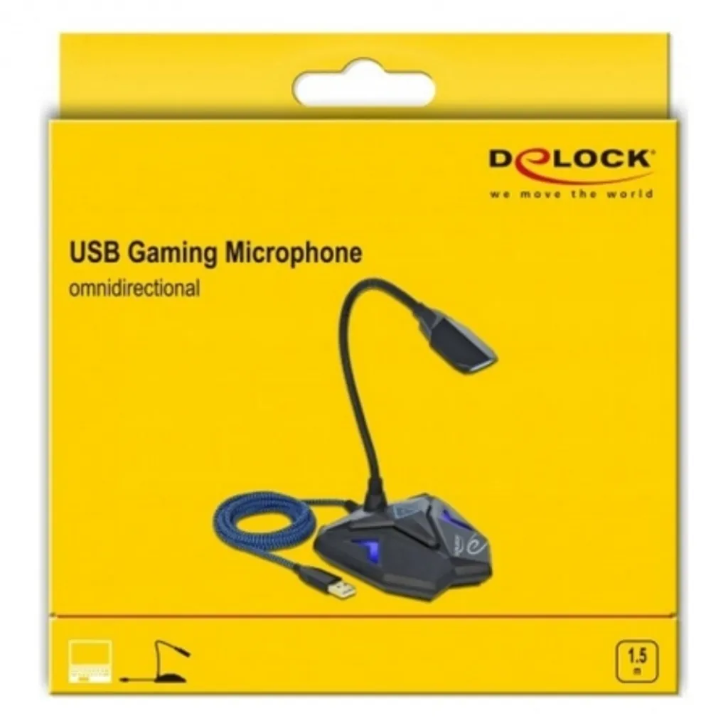 DeLOCK 66330 Microfono USB Gaming Nero-Blu | Cardioide per Console e PC - 2