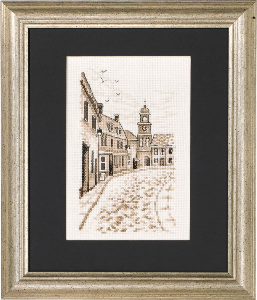 Auslaufmodell Permin Kreuzstich Stickpackung "Dorf", Zählmuster, 23x28cm, 92-0161