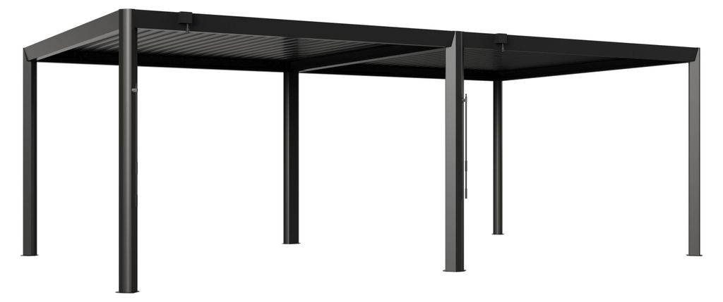 PRIMEYARD Pergola 4x7 m - Pfosten und Lamellendach aus Aluminium - anthrazitfarbene Terrassenüberdachung