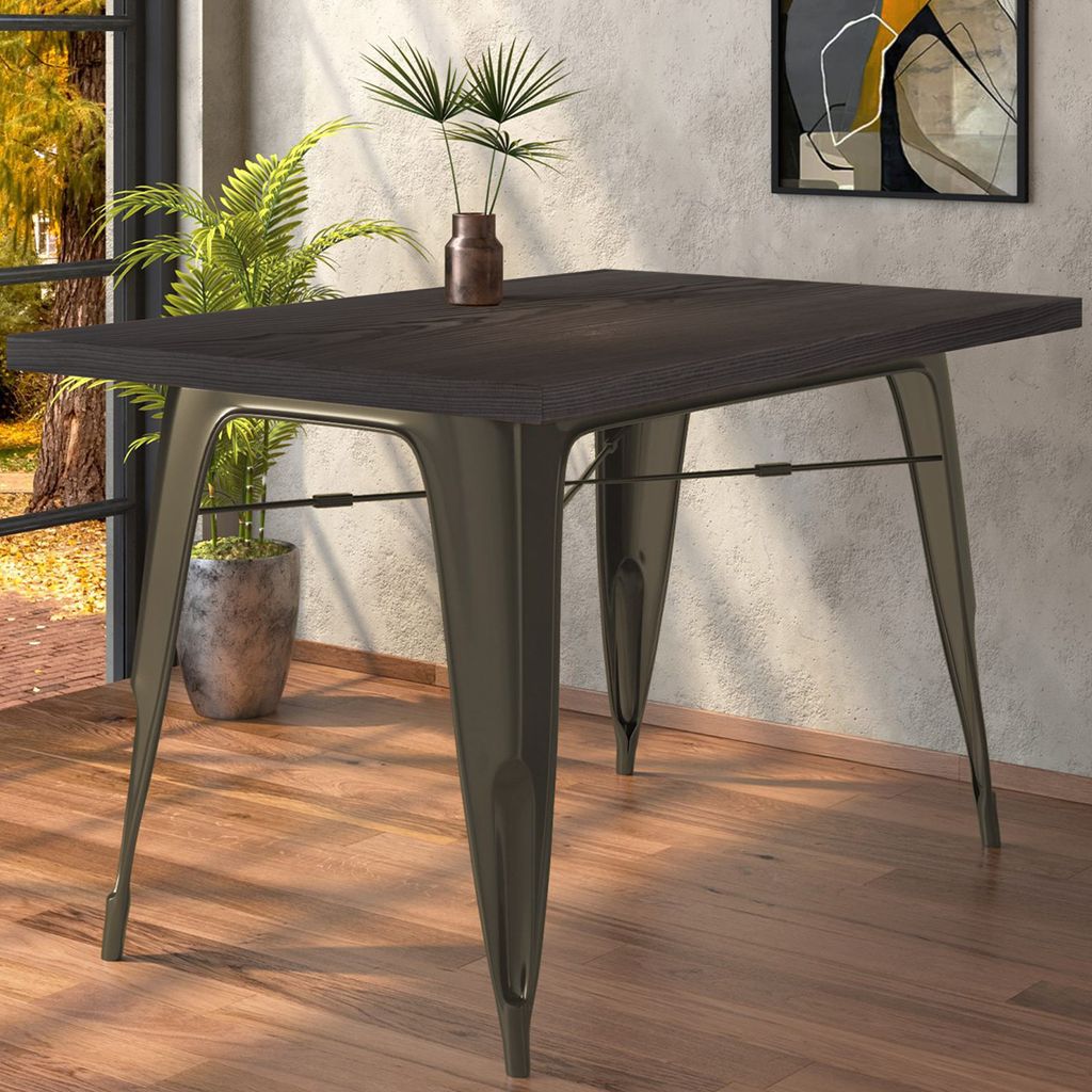 CALIFORNIA | Tolix Tisch | B:T:H 120 x 70 x 75 cm | Rost Matt | Metall | + Holz | Vintage Retro Restaurant Industrie Hotel Kneipen Gastro Loft Shab...