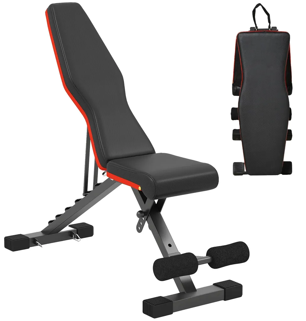 Banc de musculation noir pour home-gym, dossier ajustable stable