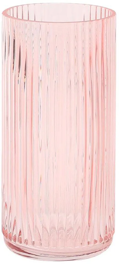 Vase en verre côtelé rose de 20 cm pour bouquets de fleurs fraîches