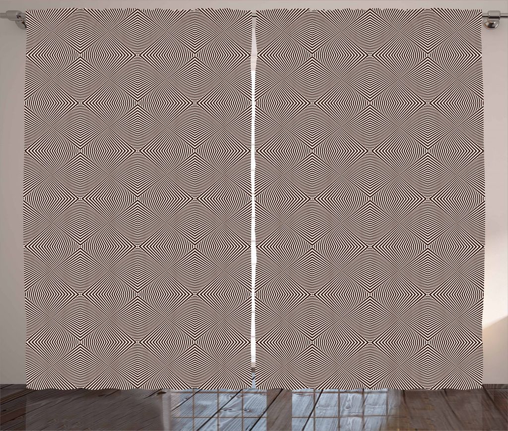 ABAKUHAUS Geometrisch Rustikaler Vorhang, Zebra-Streifen-Druck, Wohnzimmer Universalband Gardinen mit Schlaufen und Haken, 280 x 245 cm, Braun und ...