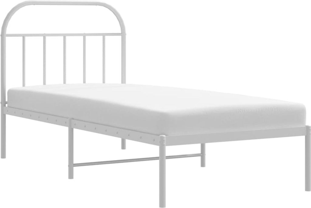 Bettgestell mit Kopfteil Metall Weiß 90x190 cm