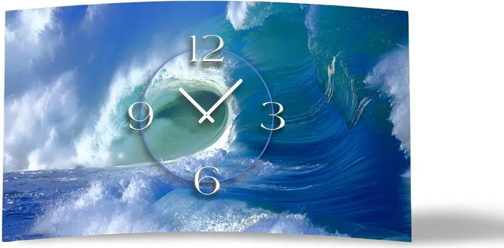 Horloge murale silencieuse sans bruit tic-tac design vague mer pour bureau