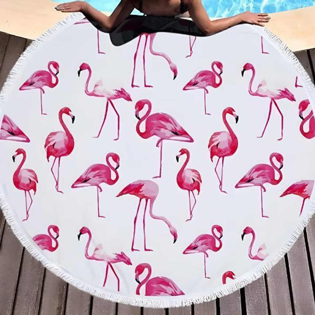 Telo Mare Rotondo LIESON 150x150 Cm In Microfibra – Asciugatura Rapida, Senza Sabbia, Ultra Morbido, Stampa 3D Giallo/verde, Leggero E Da Viaggio - 2