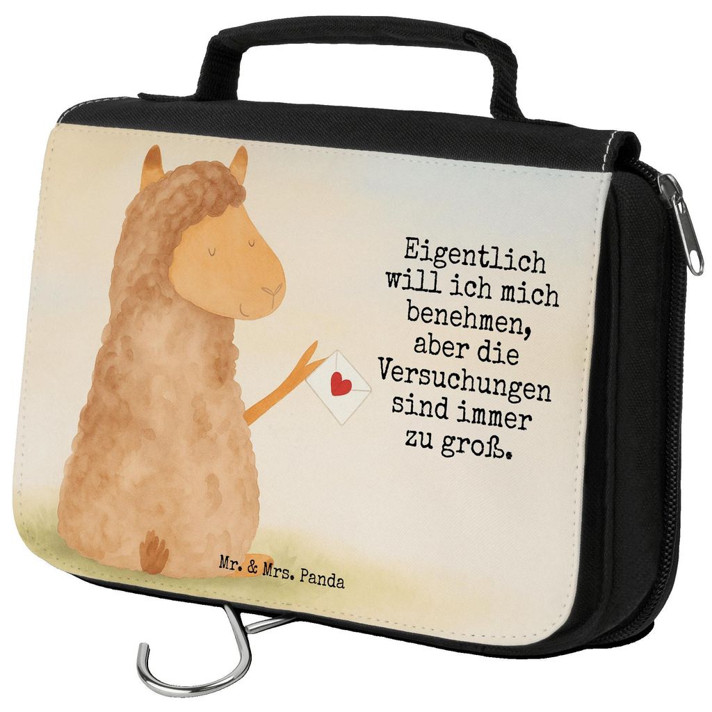 Mr. & Mrs. Panda kosmetiktäschchen Alpaka Fahne Design - Weiß - Geschenk, Liebe, Schminktasche, Lama, Make-Up Tasche, beauty case, Kulturtasche, ...