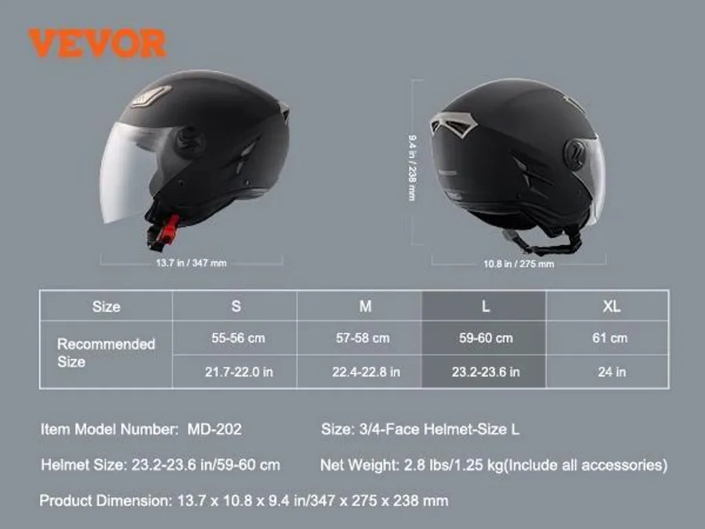 Casque jet urbain 3/4 homologué ECE pour trajet quotidien en scooter taille L