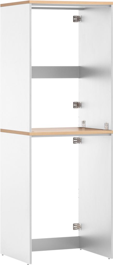 Waschmaschinenumbau doppelt für Waschmaschine und Trockner in weiß matt mit Eiche STOBY-80