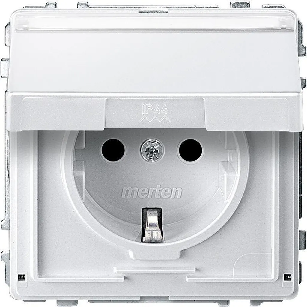 Prise de courant de sécurité avec clapet Merten AQUADESIGN IP20 Blanc