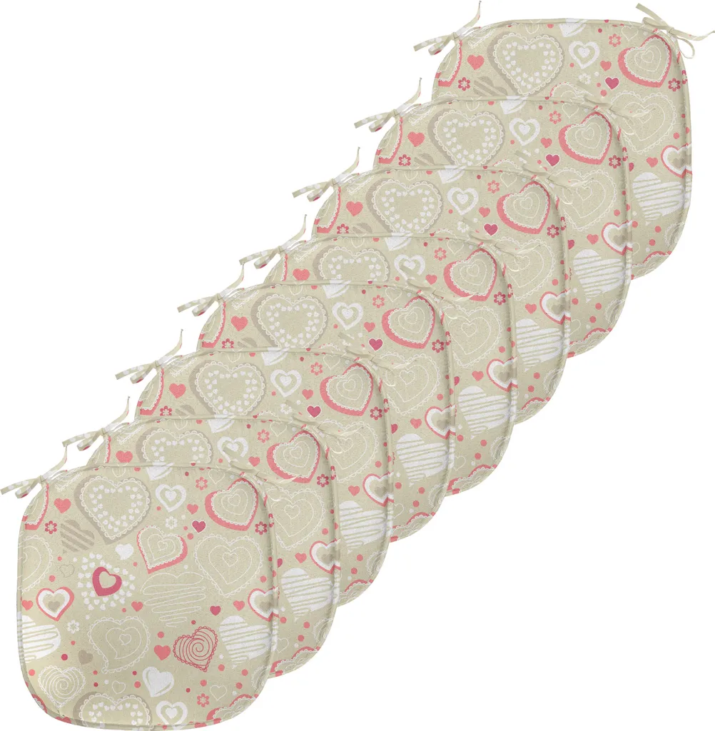 Galettes de Chaise Imperméables 40x40 cm avec Cœurs, Lot de 8 Pièces