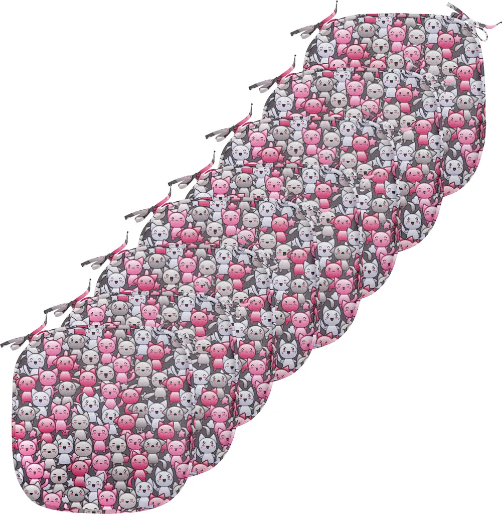 Coussins de Siège Anti-Taches Lot de 8 Galettes de Chaise Rose avec Sangles