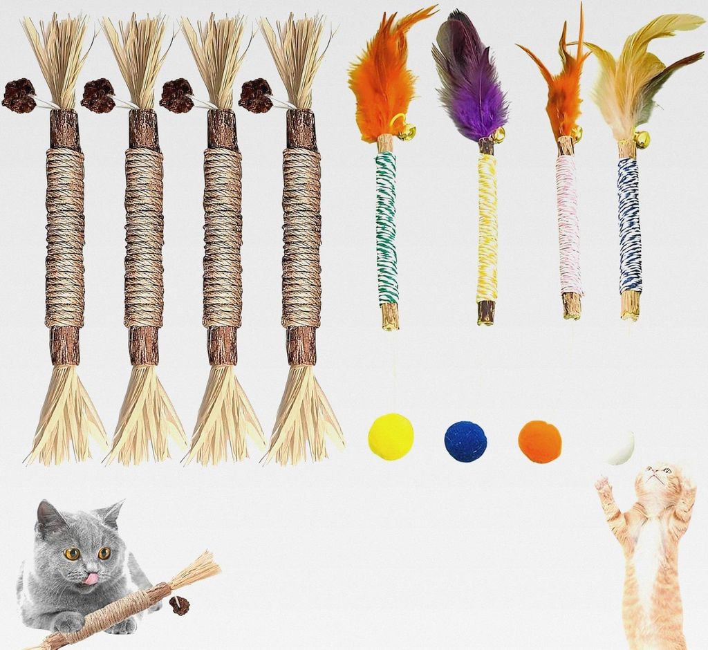 Katzenminze Sticks,8 Stück Katzenspielzeug,Katzensticks,Katzen Kaustangen,Katzen Zahnpflege,Für die Mundpflege von Haustier,zur Beseitigung von M...