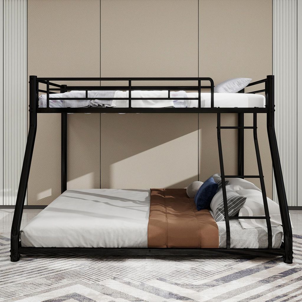 Twin Over Full Metall Etagenbett, Heavy Duty Metall Etagenbett Rahmen, Etagenbett Twin Over Full mit Leiter & Full-Länge Geländer für Jugendlich...
