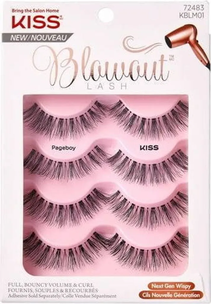 Kiss Faux Cils Pageboy, Bande de Cils Longs et Épais - Pack de 4 Paires
