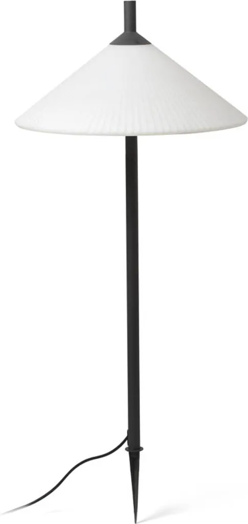 Lampe sur piquet de terre gris et blanc mat 1m pour jardin