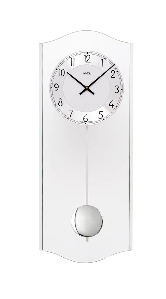 Pendule murale silencieuse AMS 7478 en métal pour éviter le tic-tac