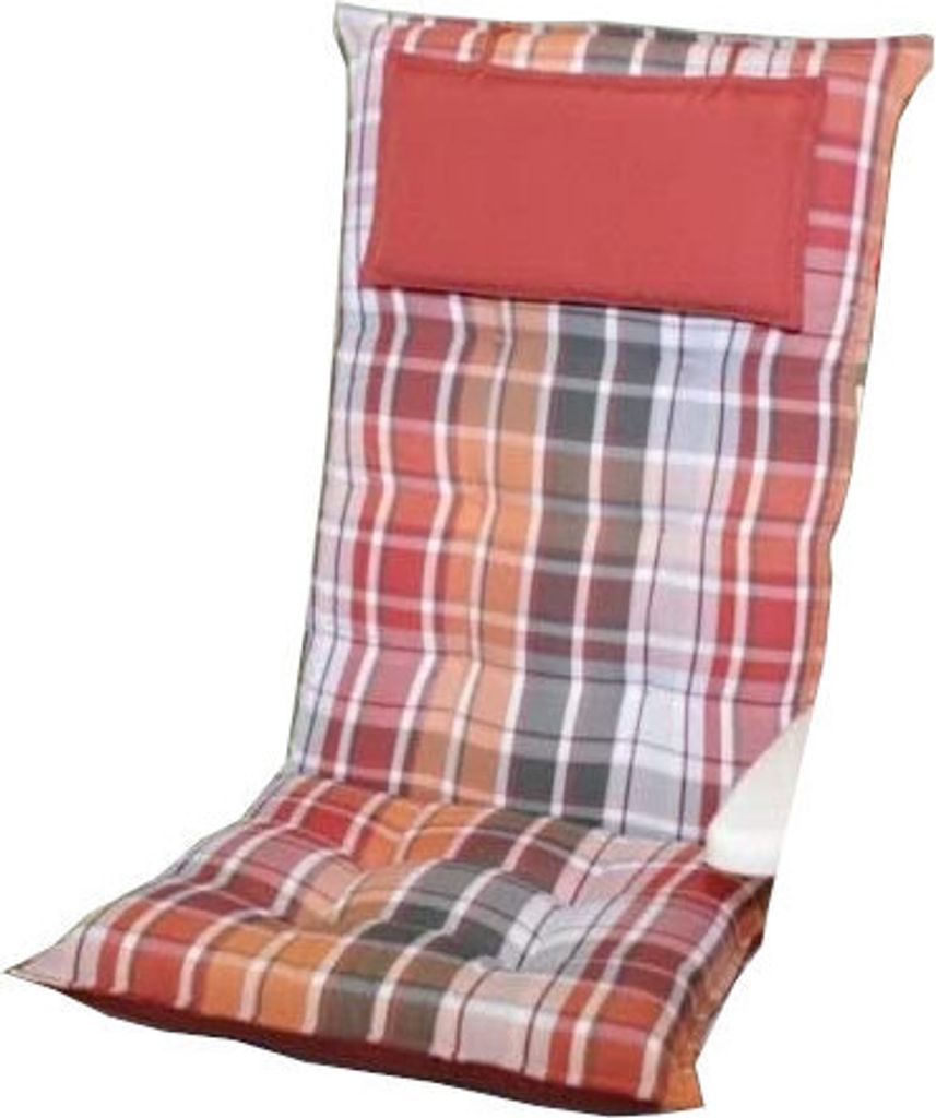 Sun Garden Sylt Hochlehner-Auflage Rot-Orange-Grau kariert Produktbild 