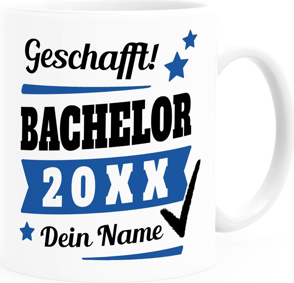 Tasse Bachelor Abschluss personalisiert mit Namen und Jahr Geschenk Student Studentin Bachelorarbeit SpecialMe Bachelor weiß Keramik-Tasse