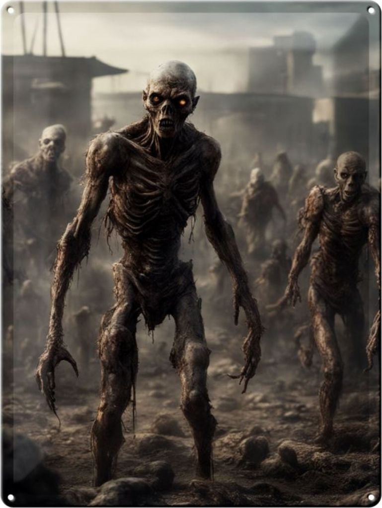 Blechschild 20x30cm Post Apokalyptische Zombie Horde