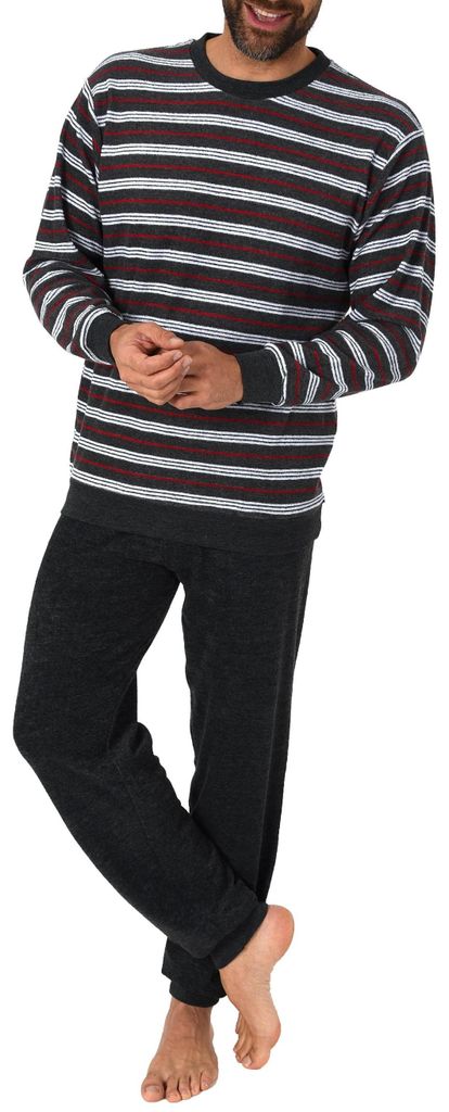 Herren Übergrössen Frottee Pyjama Schlafanzug lang mit Produktbild 