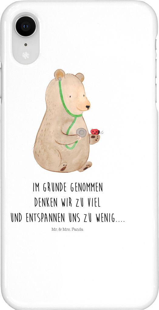Mr. & Mrs. Panda Iphone XR Handyhülle Bär Arzt - Weiß - Geschenk, Handy Case, Professor, Ärztin, Teddy, Professorin, Doktor, Premium Kunststoff