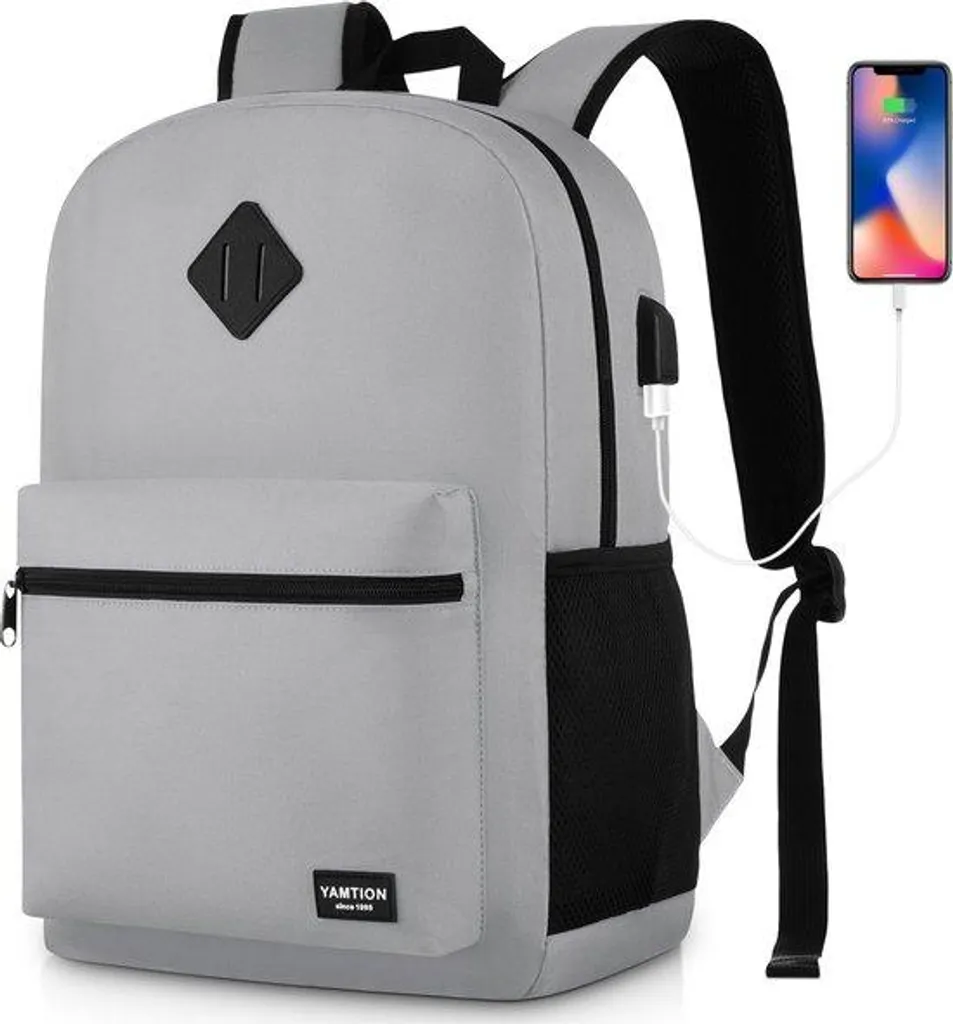 Sac à dos USB pour PC portable 15,6 pouces avec dos rembourré confort