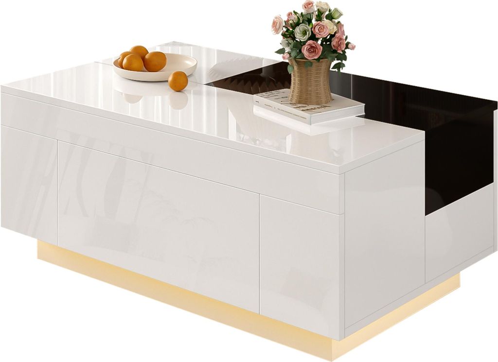 Table basse Sweiko haute brillance avec éclairage LED, Image du produit 