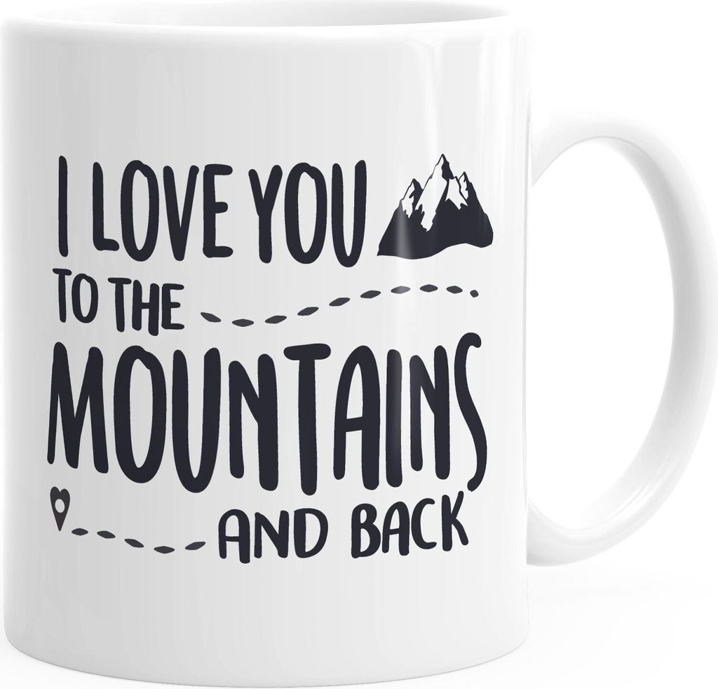 Kaffeetasse I love you to the mountains and back Geschenk Valentinstag Liebe Spruch Wandern MoonWorks weiß unisize