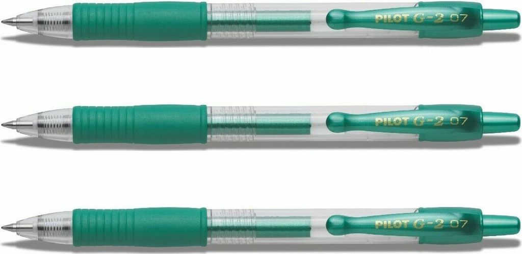 Pilot G2-07 Gelschreiber Metallicgrün - 3er-Set