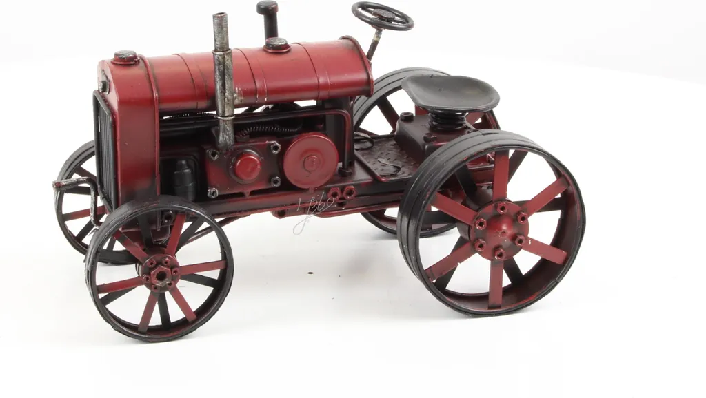 Tracteur Trecker en Étain 26cm Décoration Artisanale Métal Vieux Modèle