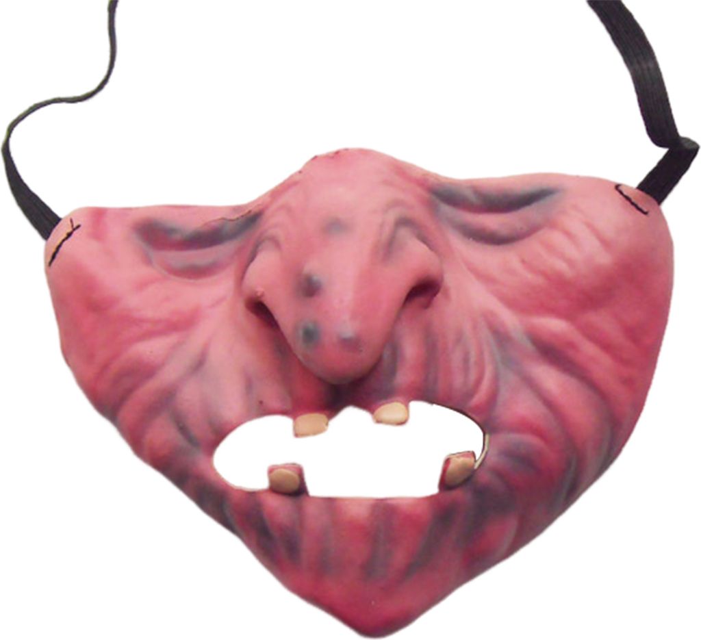 Halloween-Maske aus Latex, lustige Halbgesichts-Streichmaske, atmungsaktiv, realistische Horror-Maske für Kostümparty, Cosplay E