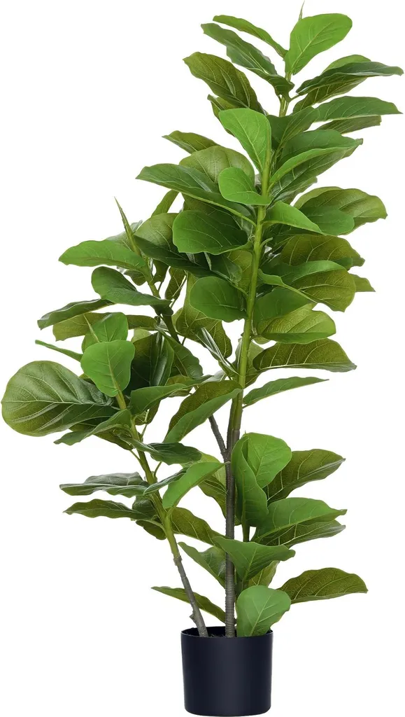 Plante Artificielle Ficus 110 cm - 90 Feuilles Réalistes et Pot de Maintien