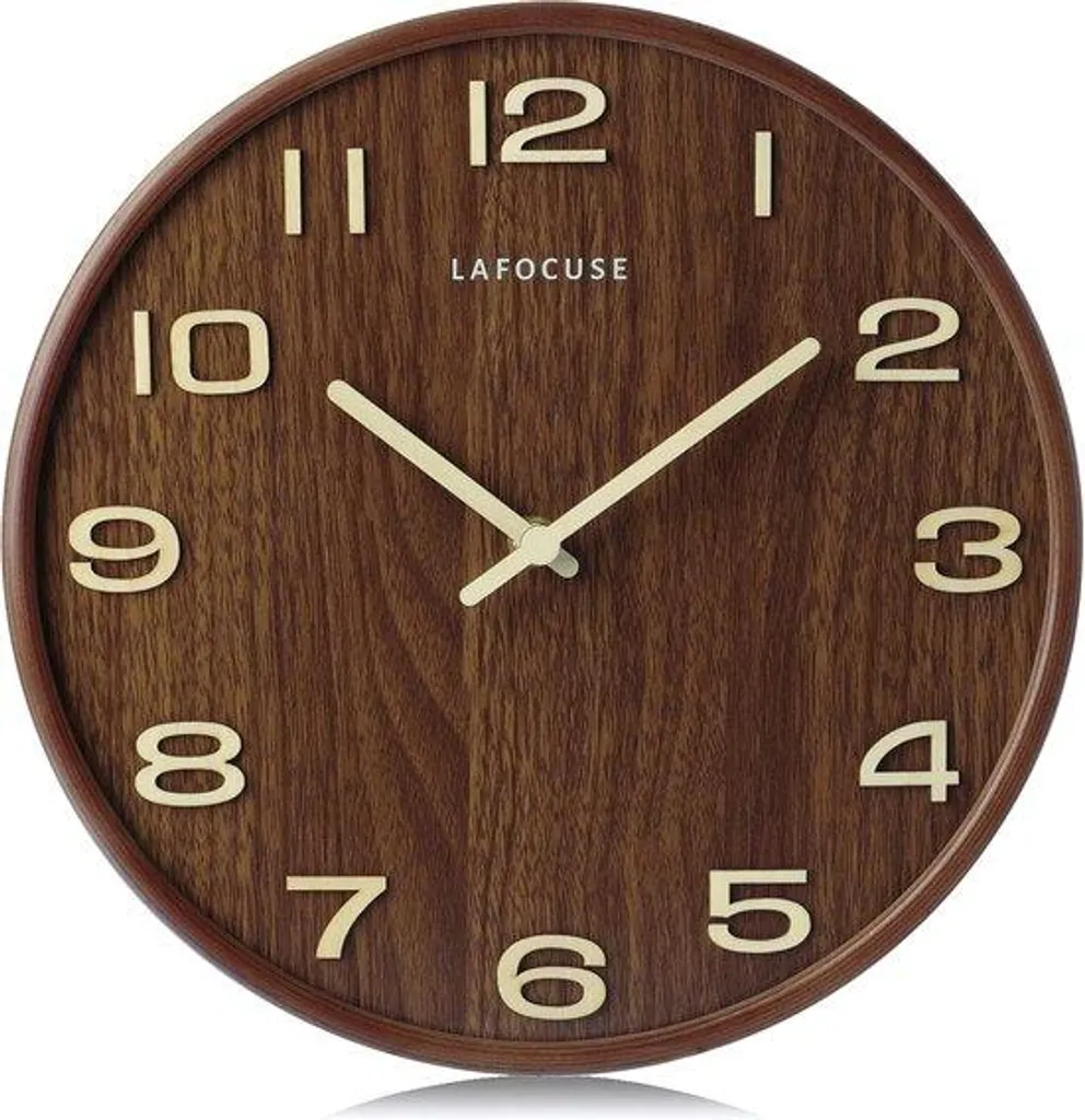 Grande horloge murale pour salon - Style rétro bois - Mécanisme sans bruit