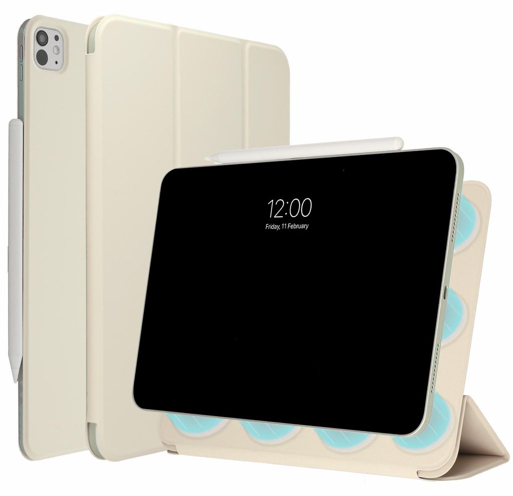 imoshion Magnet-Bücherregal für das Apple iPad Pro 13 (2025) M5 / (2024) M4 – Beige