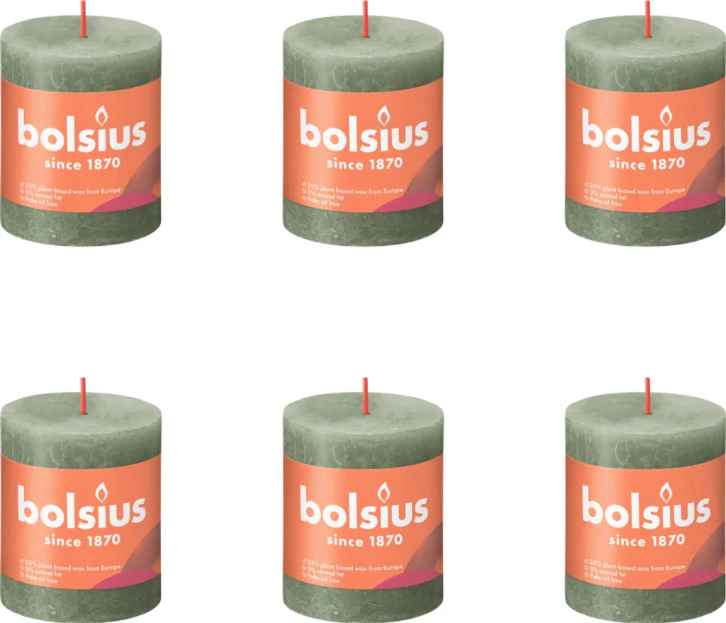 Stock 6 Candele Bolsius Olive Fresche 80/68 - Convenienza e Qualità