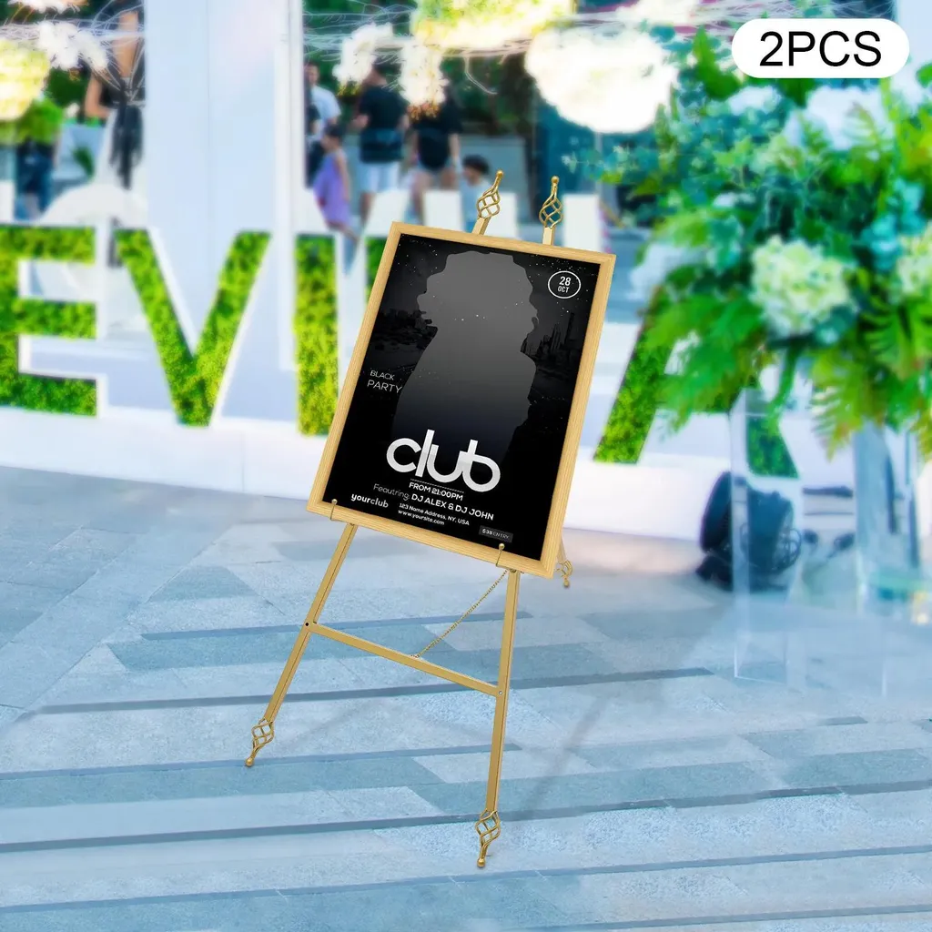 Présentoir de menu et plan de table doré 90 cm pour réception - 2