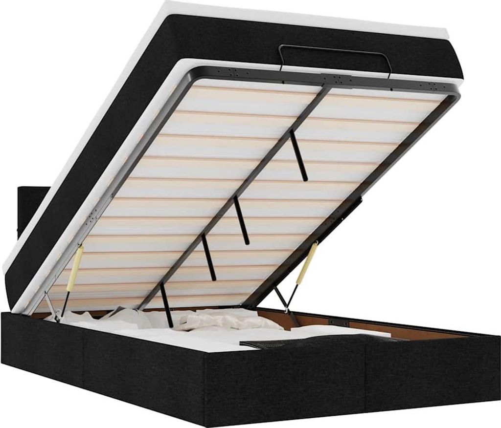 vidaXL Ottomane Bett mit Matratze & LEDs Schwarz 120x190 cm Stoff