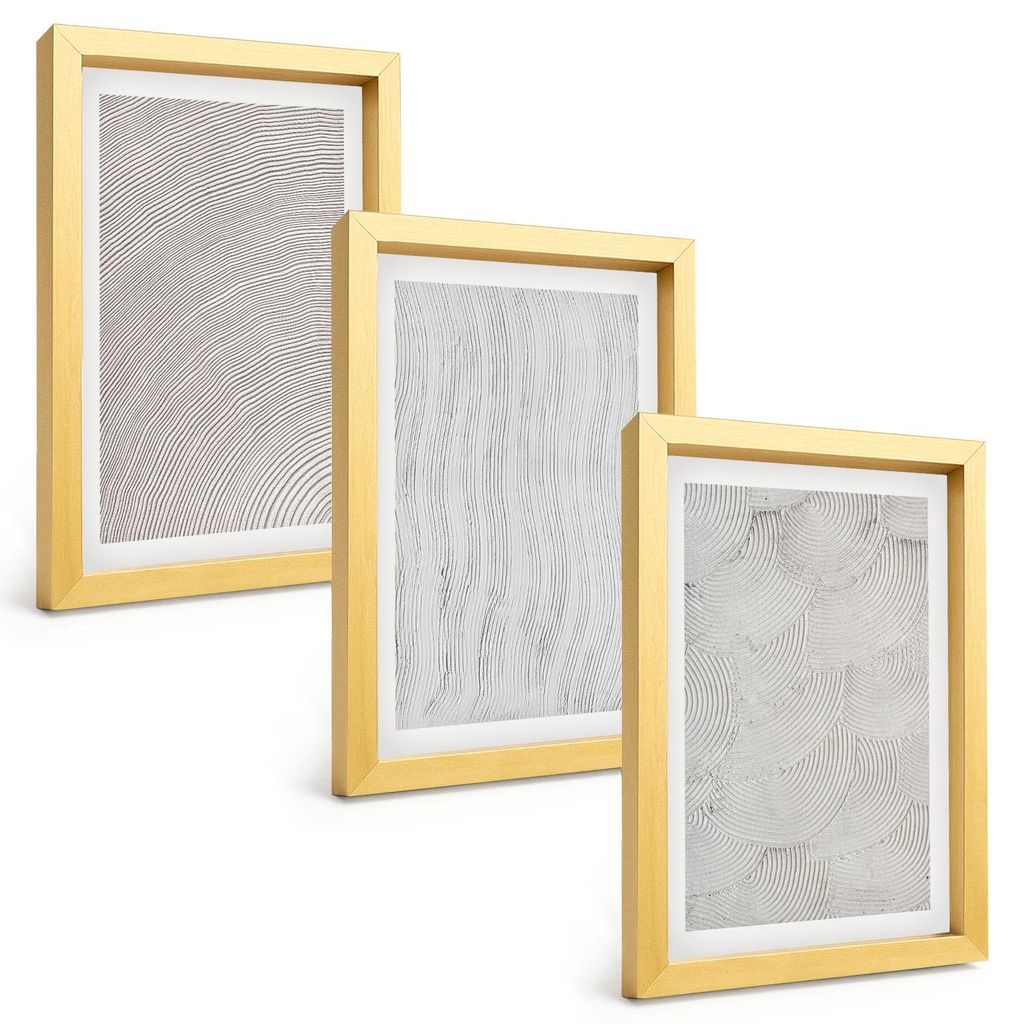 Bilder Set 3-teilig im Goldrahmen Rahmen – Wandbilder 3 Stück – gerahmte Poster für Wohnzimmer, Schlafzimmer und Flur – 20x30 cm – Sandmu...