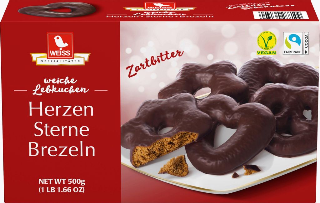 Weiss Herzen Sterne Brezeln Zartbitter 500g Produktbild 