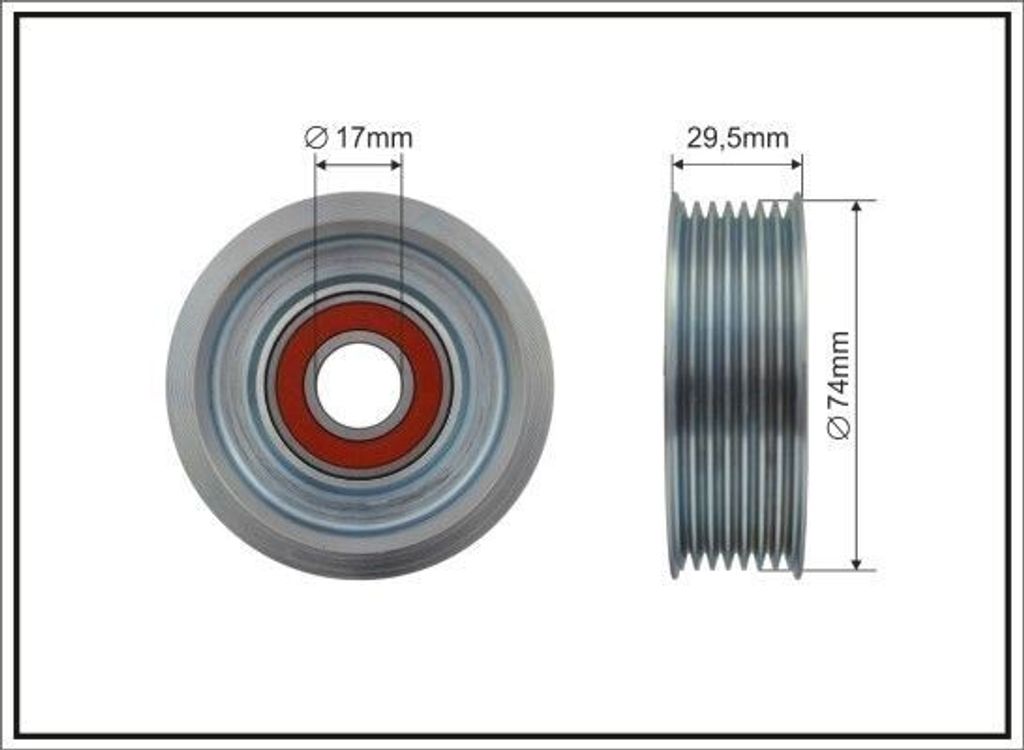 CAFFARO 500388 Umlenkrolle Keilrippenriemen 74mm für HONDA CIVIC VIII Hatchback (FN, FK) CIVIC VII Hatchback (EU, EP, EV) Accord VII Limousine