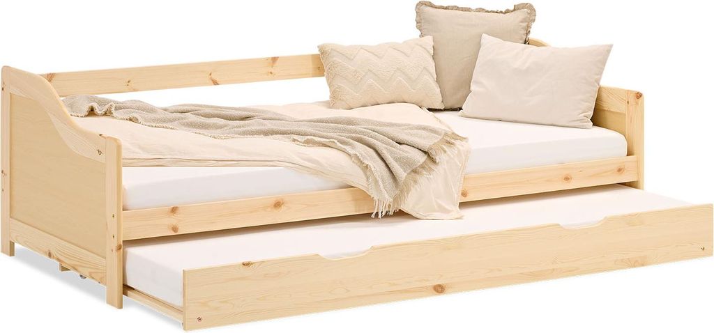 Lit gigogne 90x200 cm Lit banquette 2 places en Bois Image du produit 