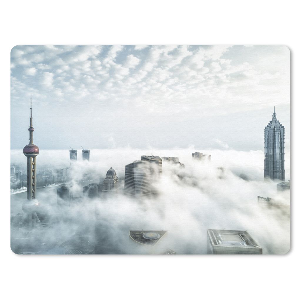 MuchoWow Mauspad Mousepad Bewölkter Himmel mit Blick auf die aufragenden Wolkenkratzer 40x30 cm - Mousepads - Maus Mat - Pad - Mausunterlage - A...