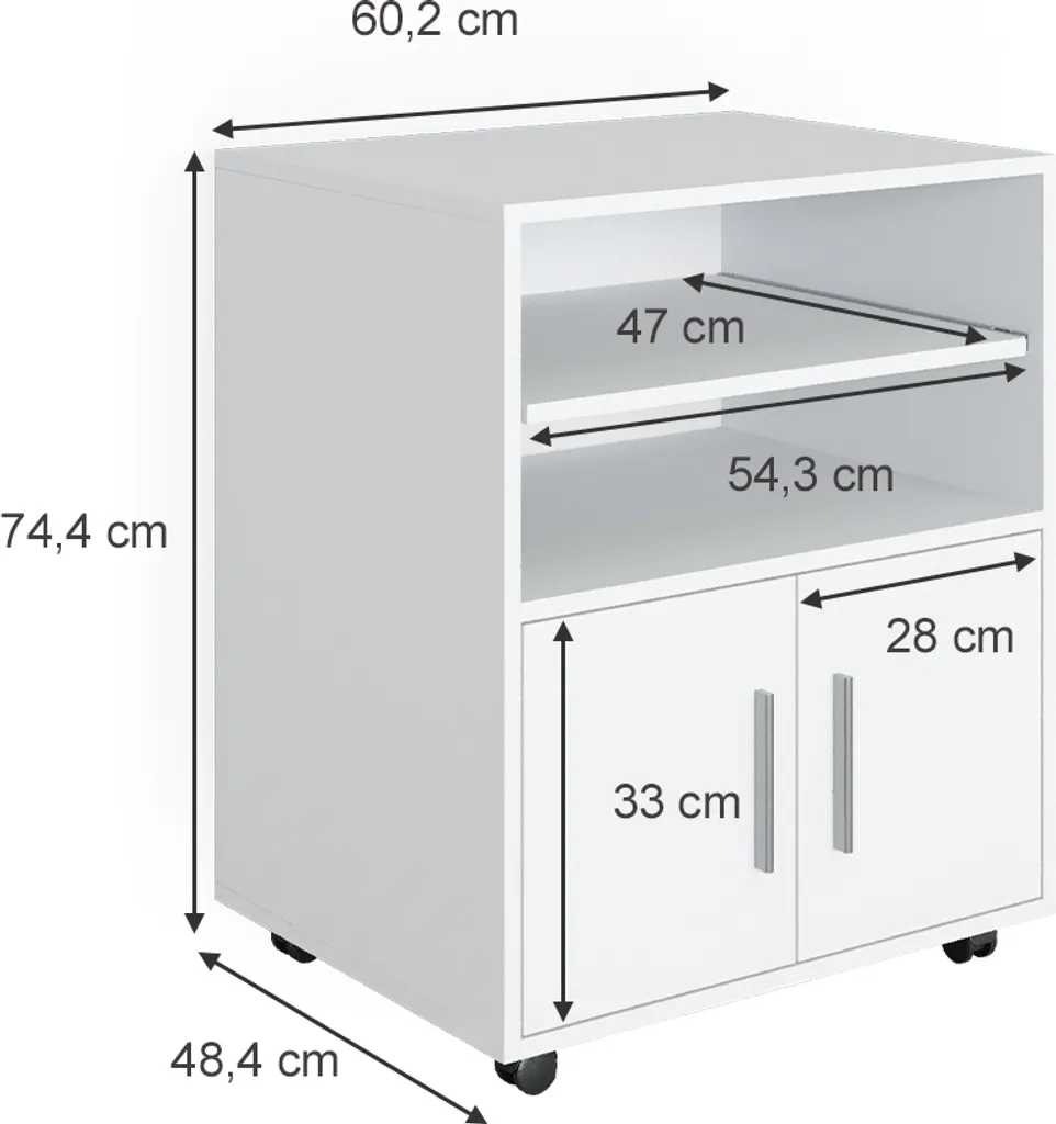 Organiseur de bureau Vicco Novak 48.4 cm - Caisson blanc pour télétravail